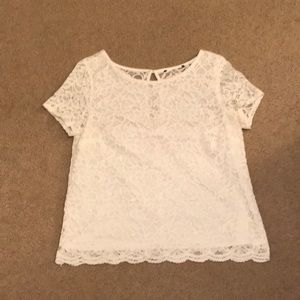 White Lace-Detail Top